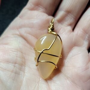 Gold Wrapped Carnelian Pendant Necklace